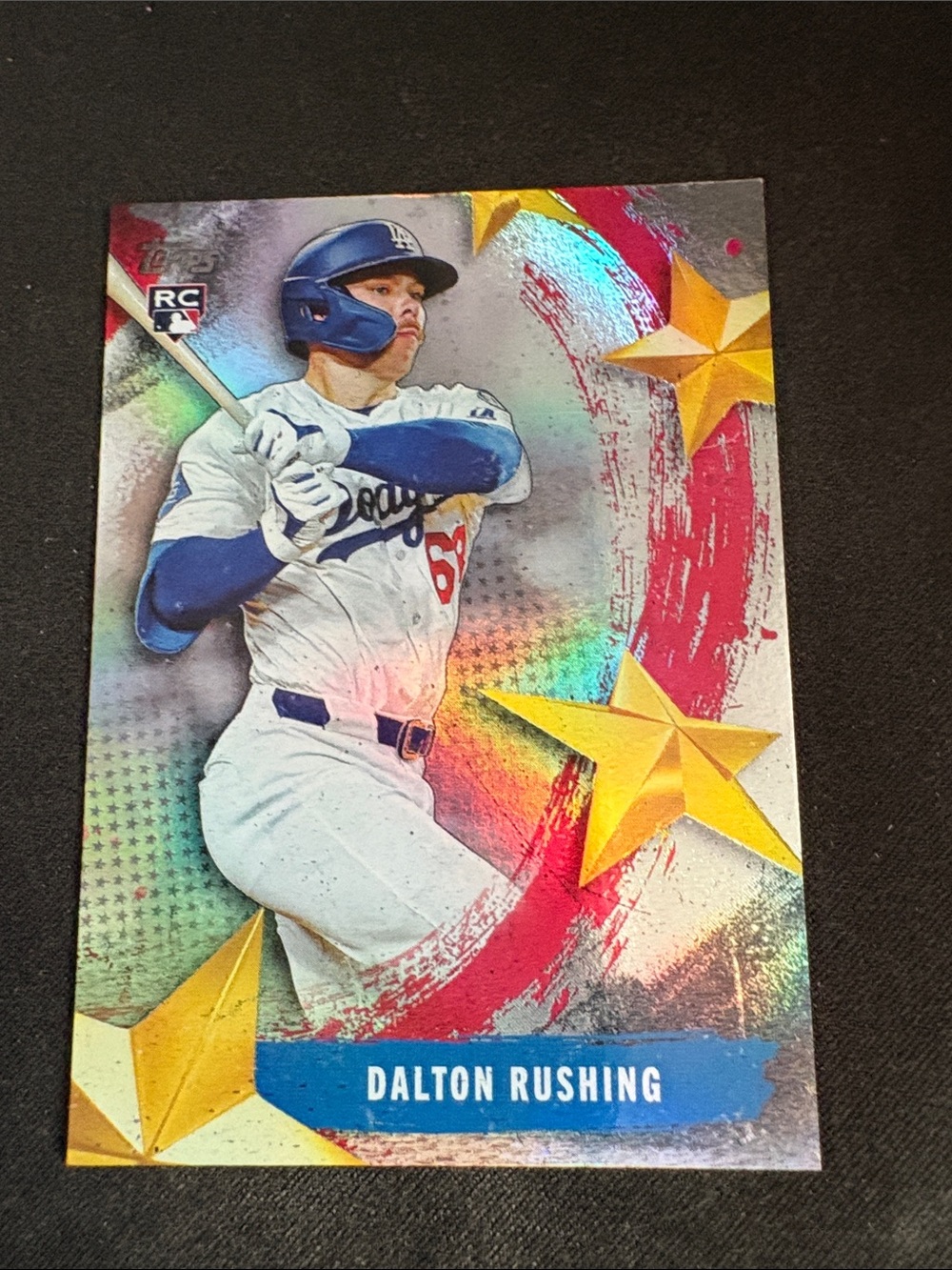 Topps Dalton Rushing Holographic Card - White, Blue & Gold Accents